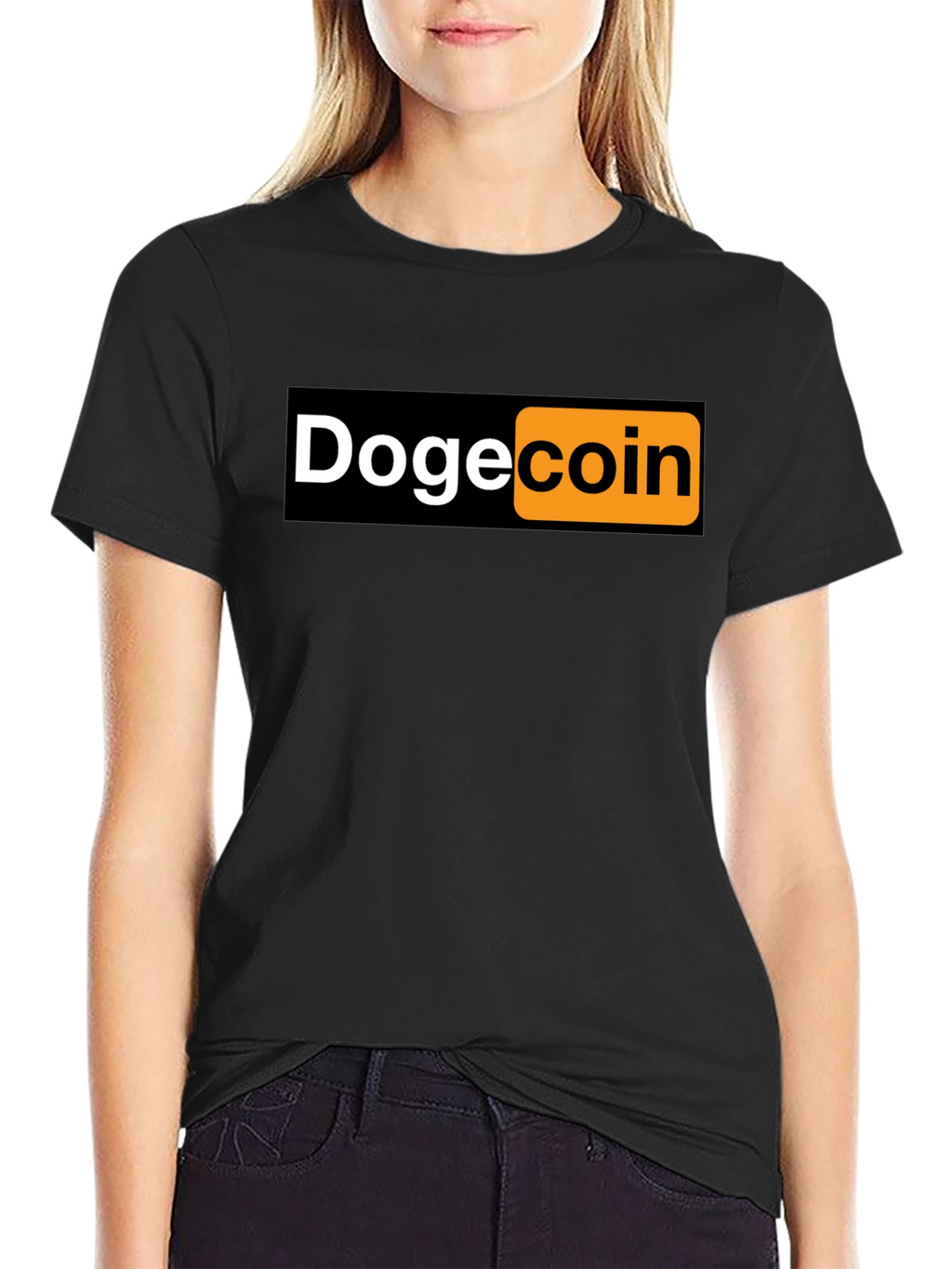 Dogecoin Parody T-Shirt - Black Novelty Tee