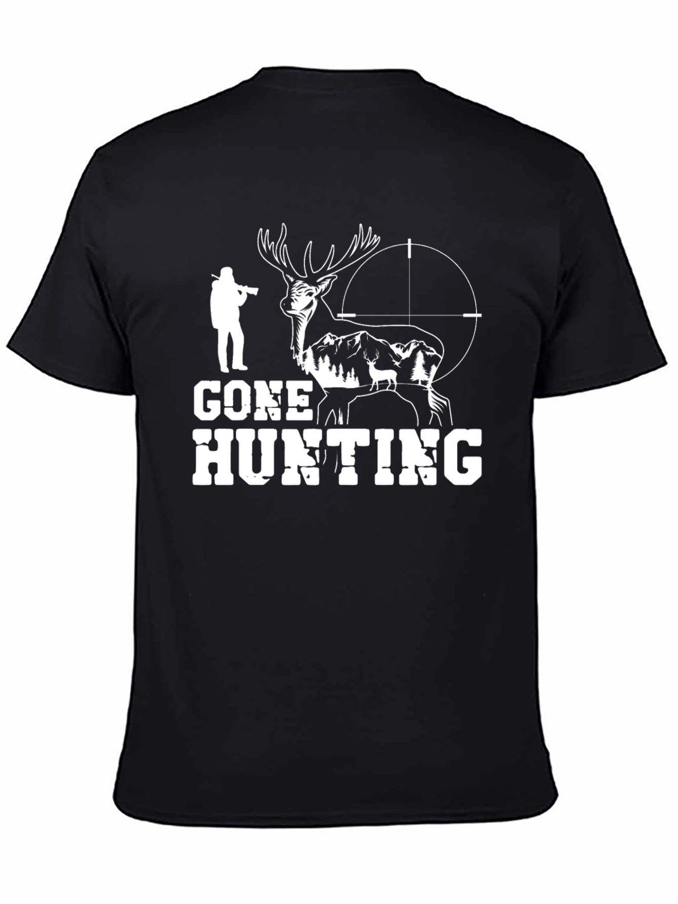 Gone Hunting Black T-Shirt - Deer Graphic Tee