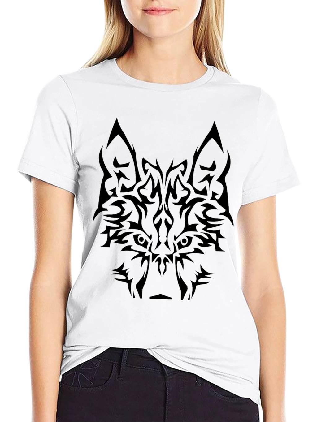 Tribal Wolf Graphic Tee - Black T-Shirt