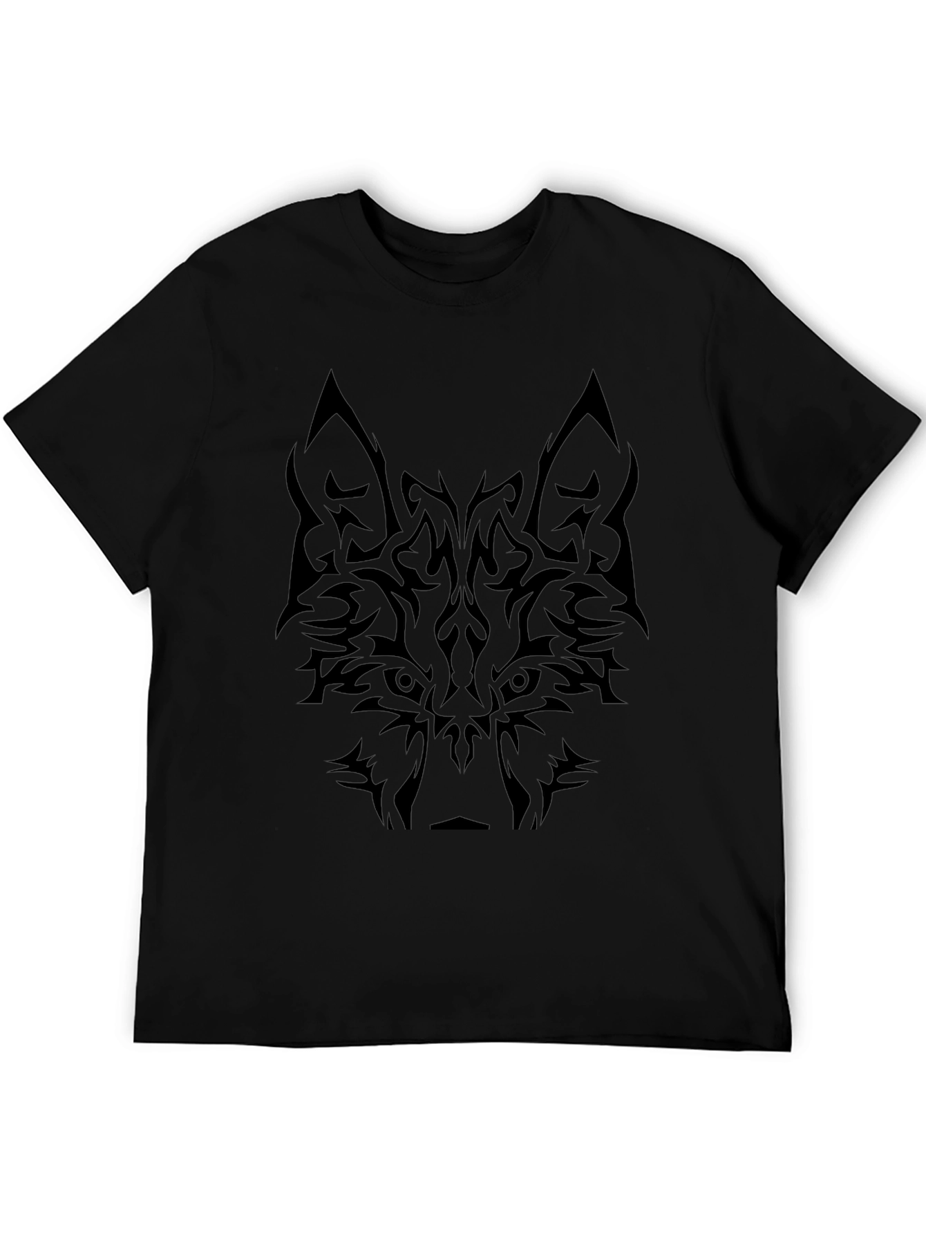 Tribal Wolf Graphic Tee - Black T-Shirt