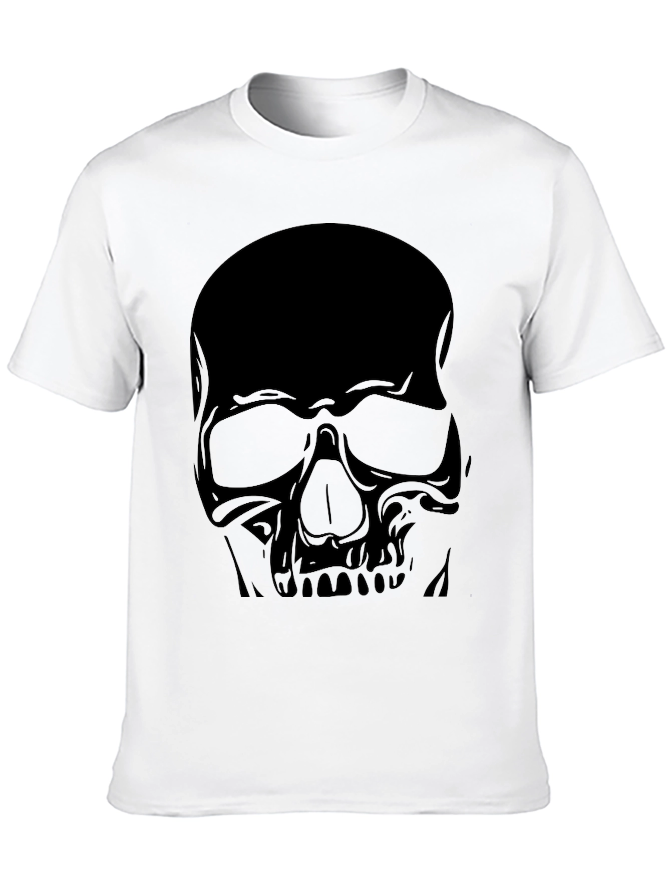 Skull Graphic Tee - Black Cotton Casual