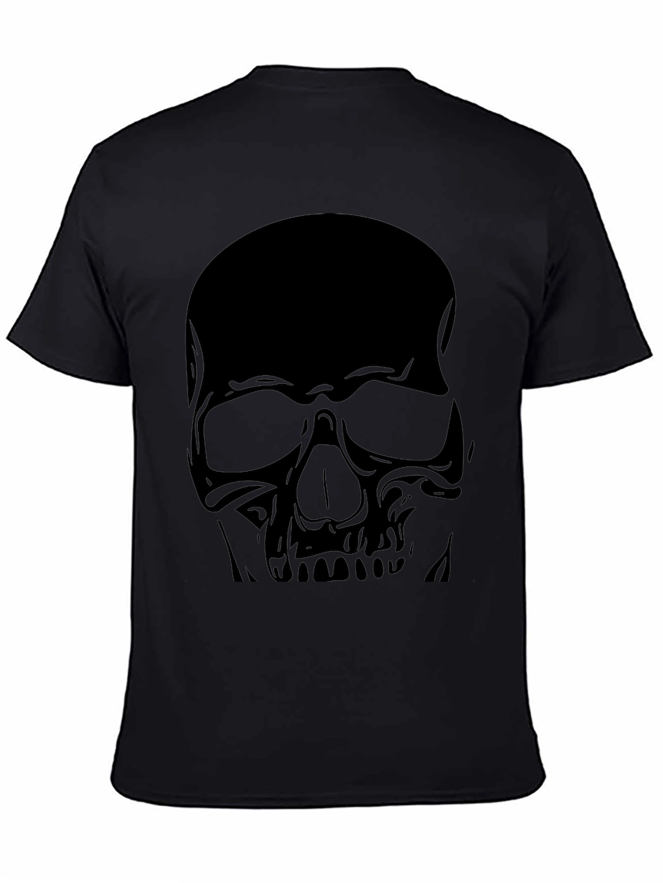 Skull Graphic Tee - Black Cotton Casual