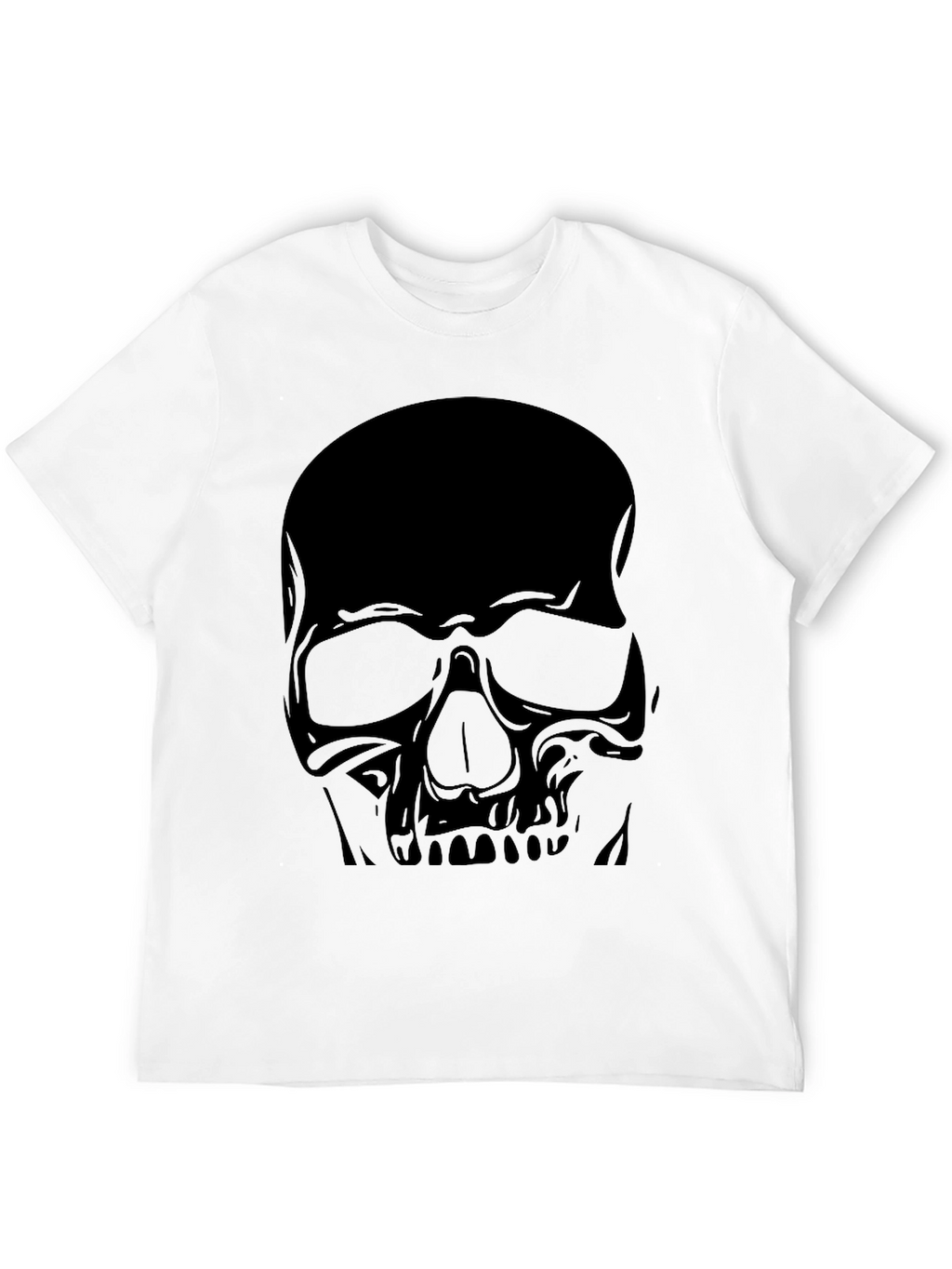 Skull Graphic Tee - Black Cotton Casual