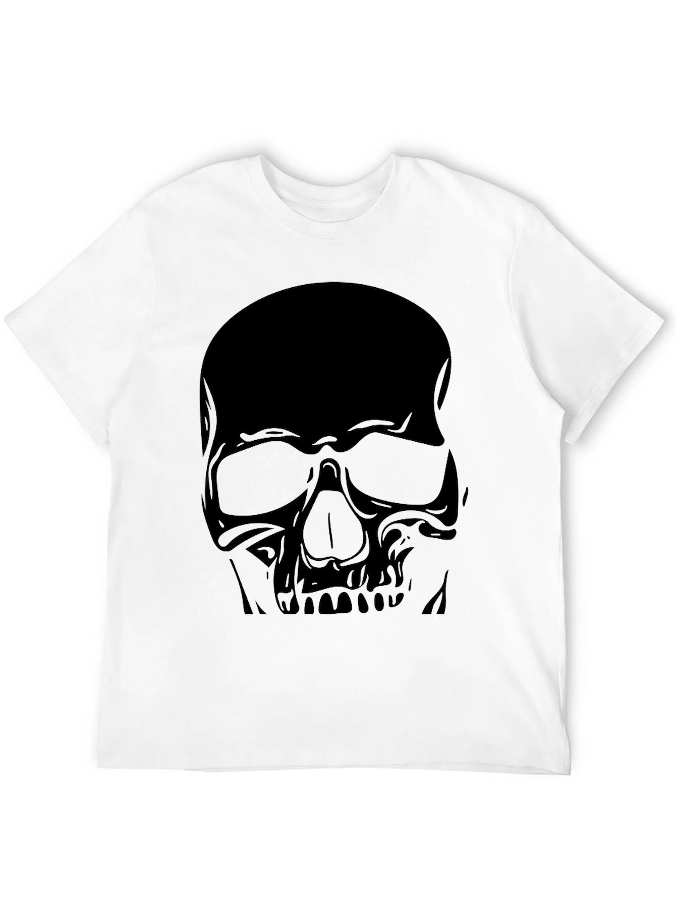 Skull Graphic Tee - Black Cotton Casual
