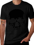 Skull Graphic Tee - Black Cotton Casual