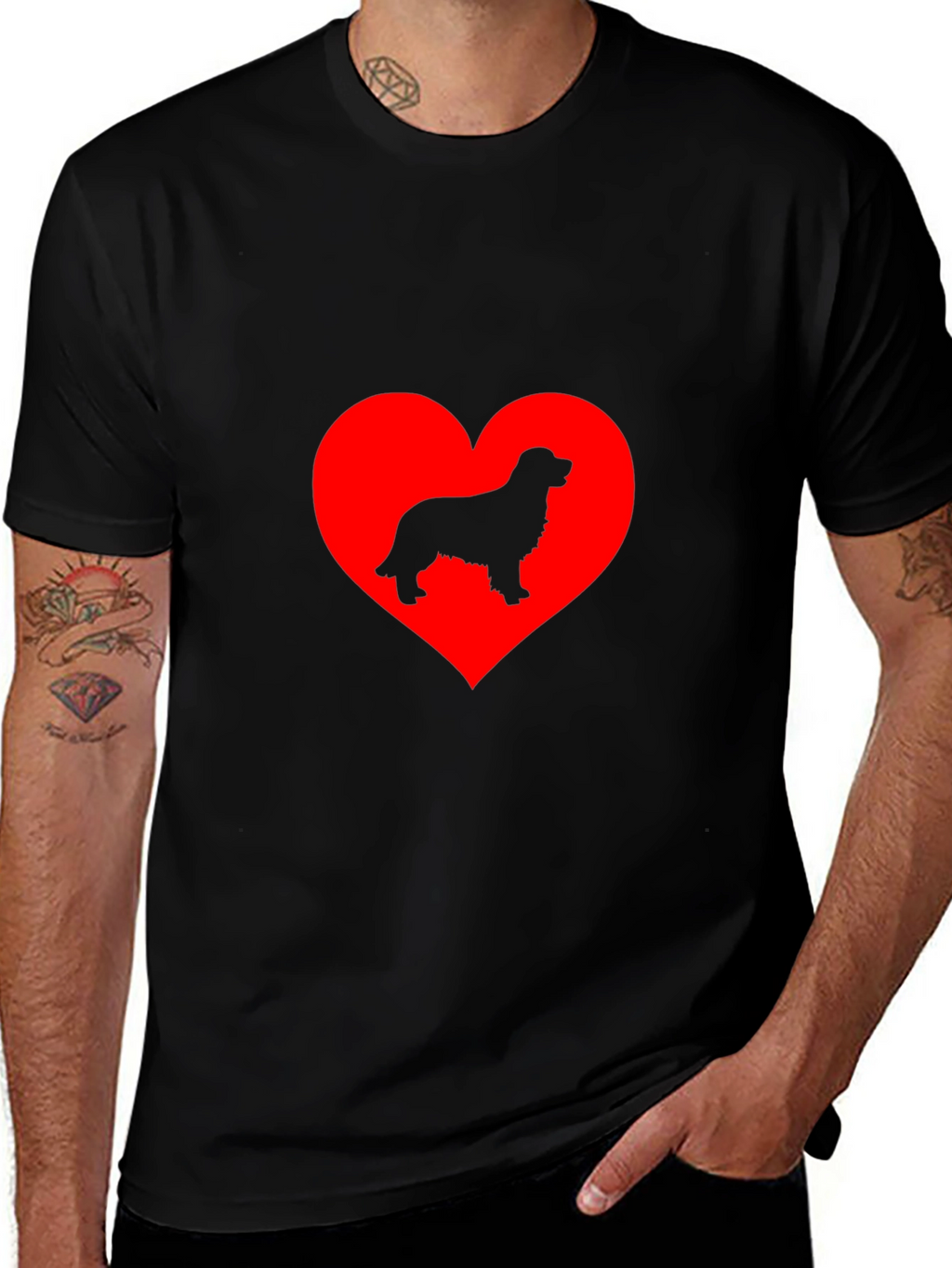 Dog Lover T-Shirt: Heart Silhouette Design