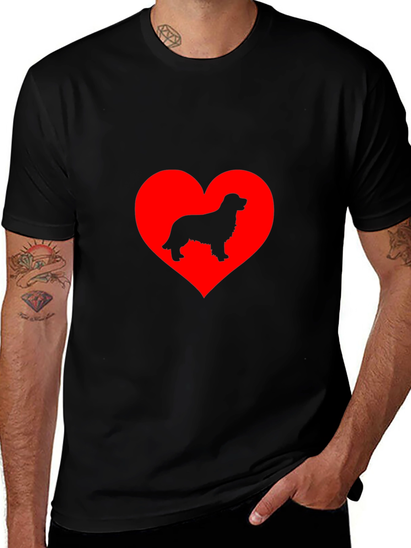 Dog Lover T-Shirt: Heart Silhouette Design