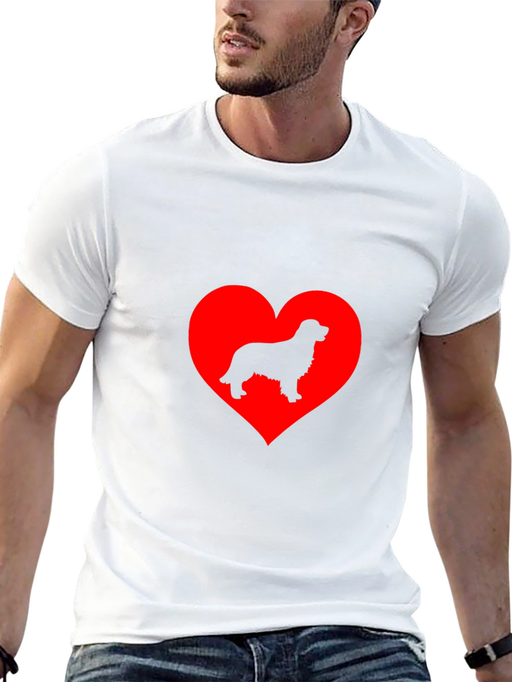 Dog Lover T-Shirt: Heart Silhouette Design