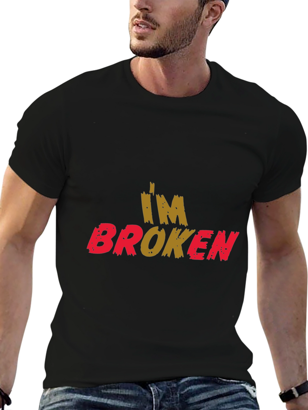 Im Broken Graphic Print Black T-Shirt