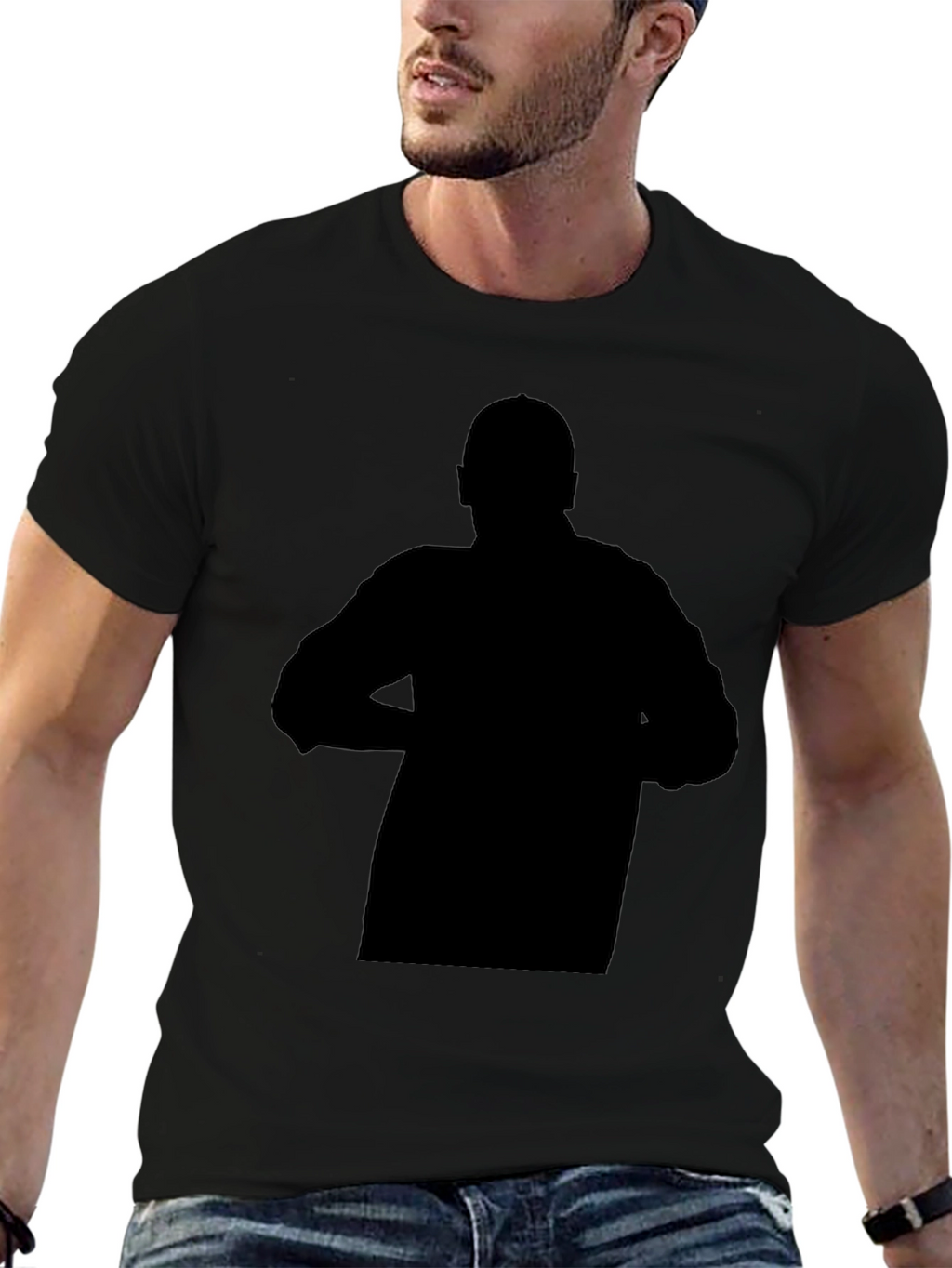 Mens Black Graphic Print Crew Neck T-Shirt