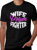 Wife Mom Fighter T-Shirt Breast Cancer Awareness