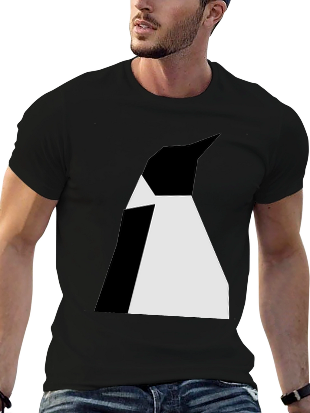 Abstract Penguin Graphic Tee - Black Unisex T-Shirt