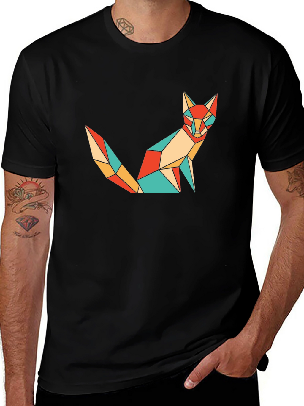 Geometric Fox T-Shirt - Modern Art Tee