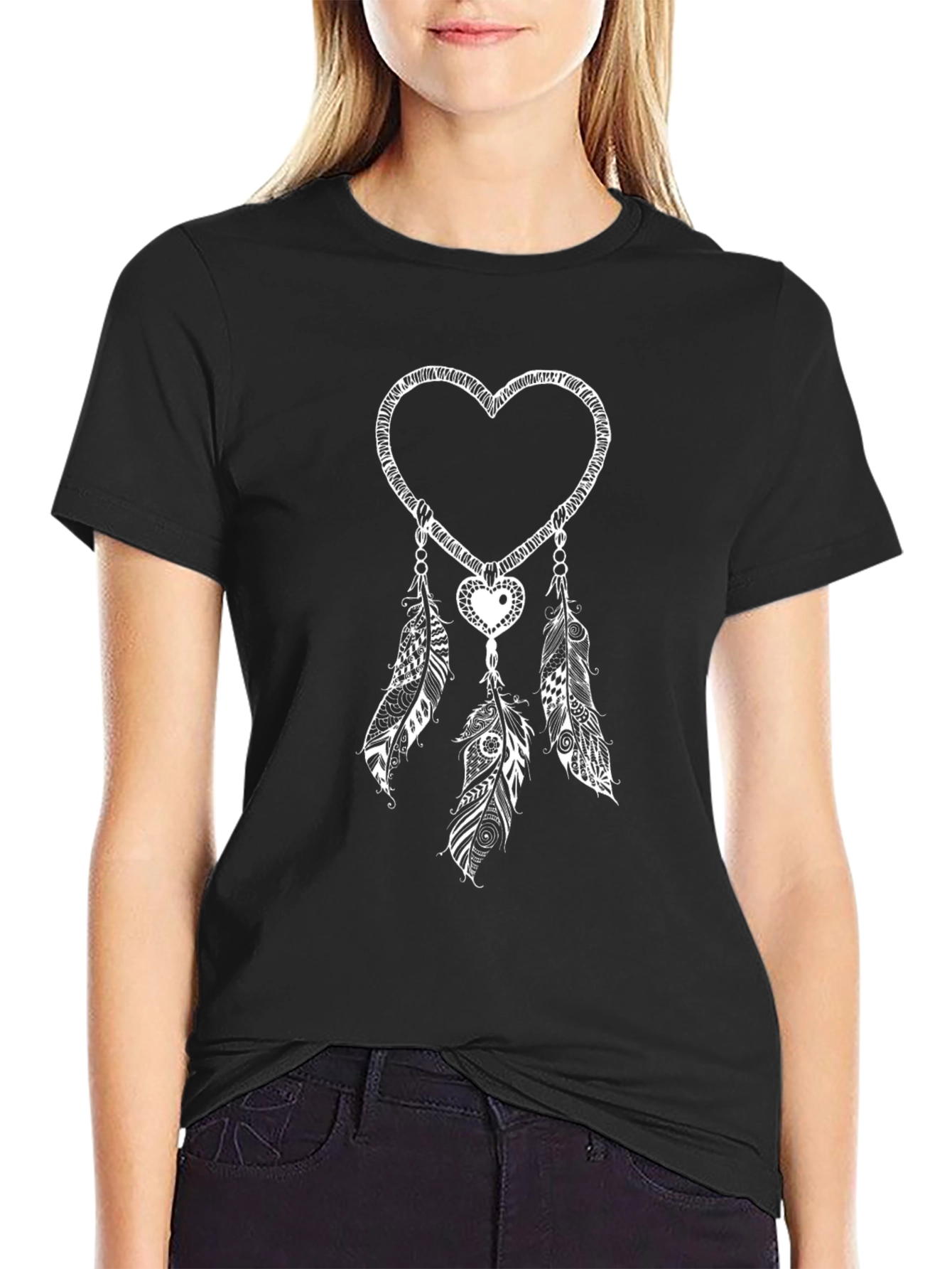 Heart Dreamcatcher Graphic Tee - Black