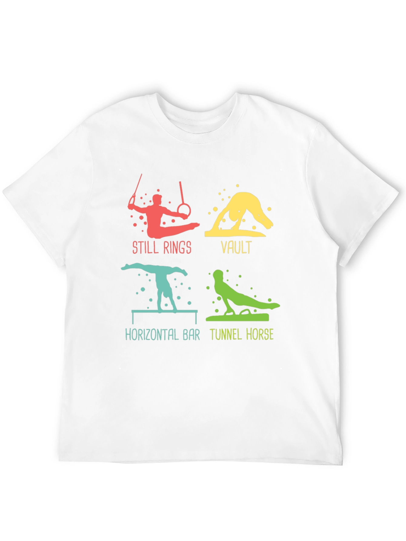 Gymnastics Events Graphic Tee - Still Rings Vault and More!