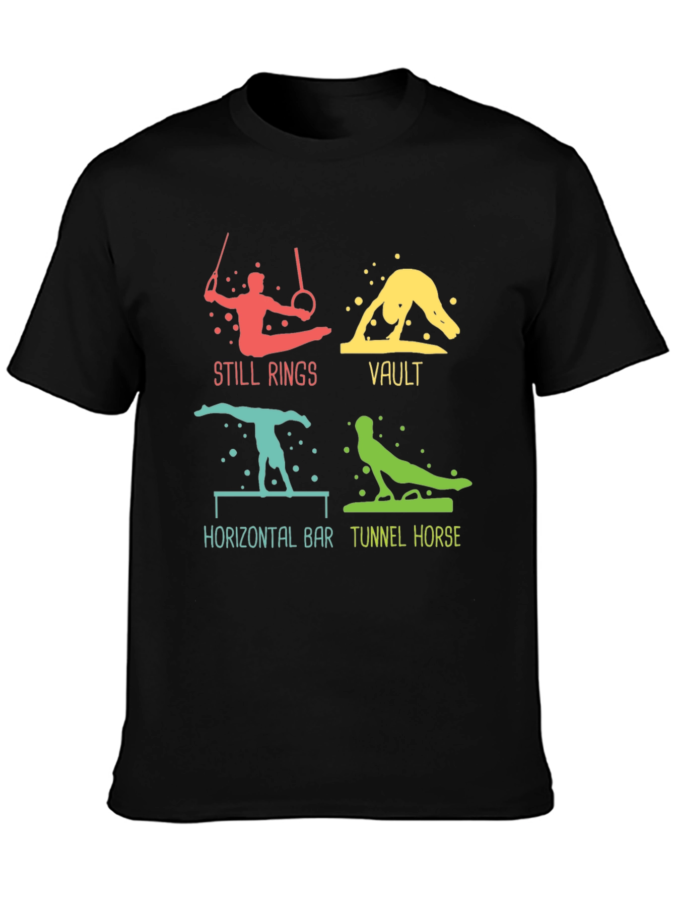 Gymnastics Events Graphic Tee - Still Rings Vault and More!