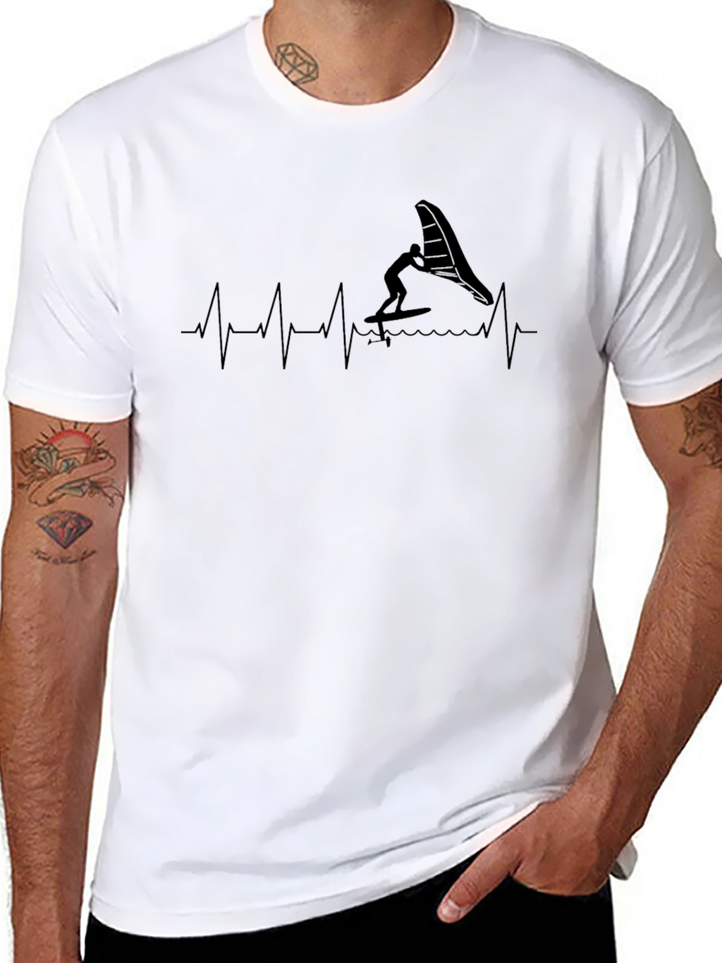 Wing Foil Heartbeat T-Shirt - Black