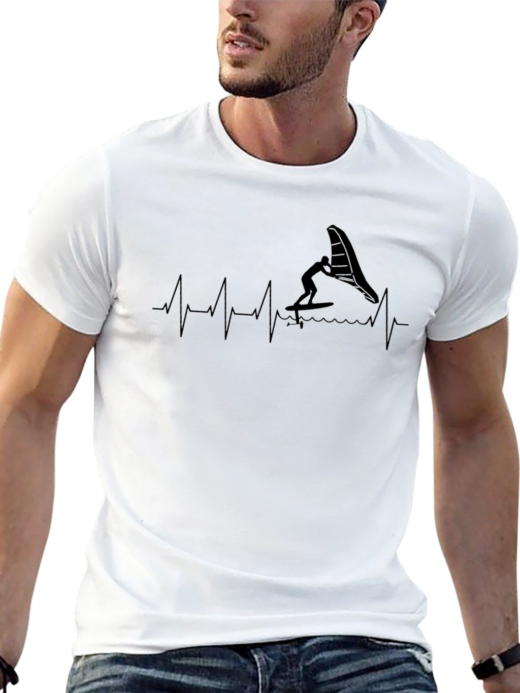 Wing Foil Heartbeat T-Shirt - Black