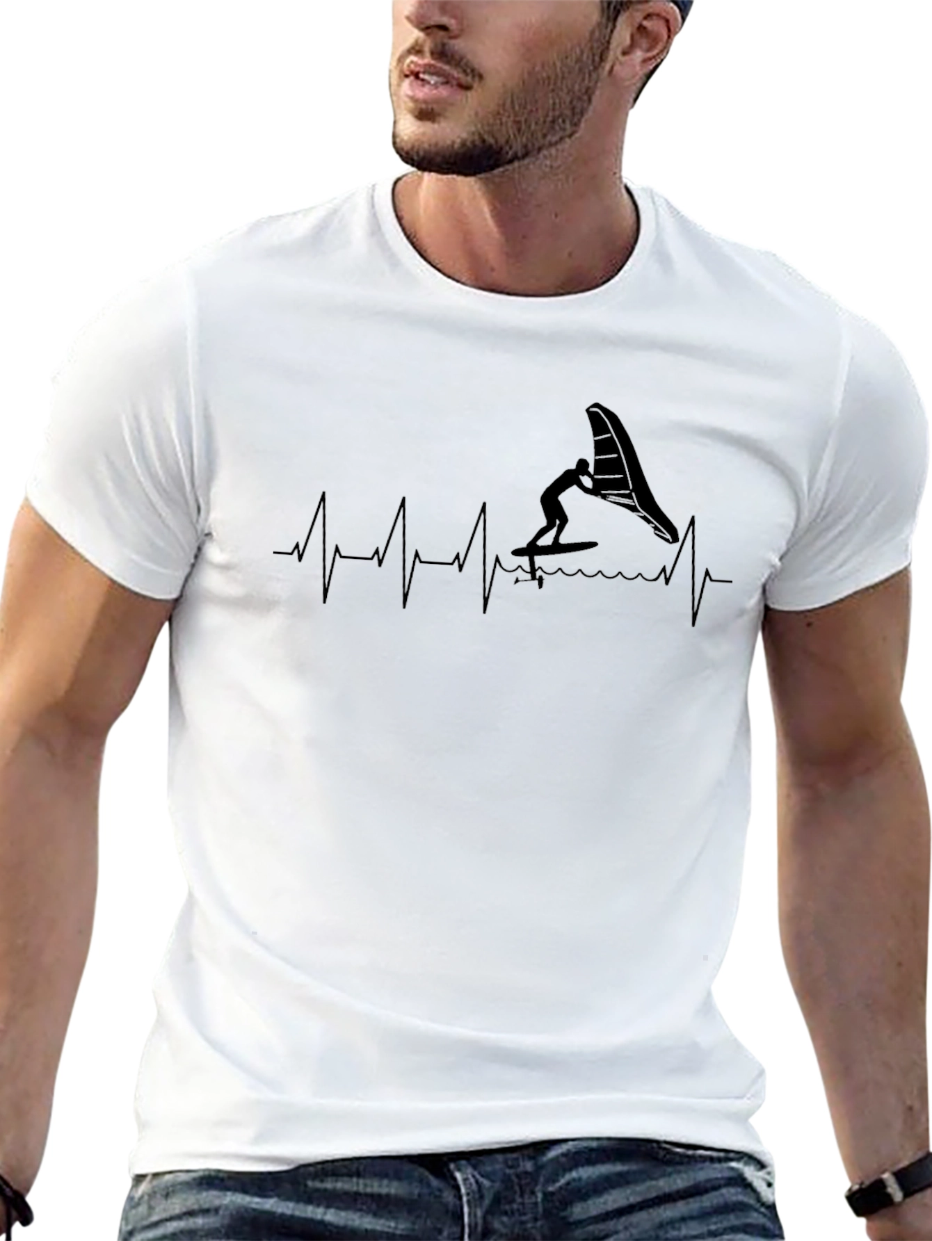 Wing Foil Heartbeat T-Shirt - Black