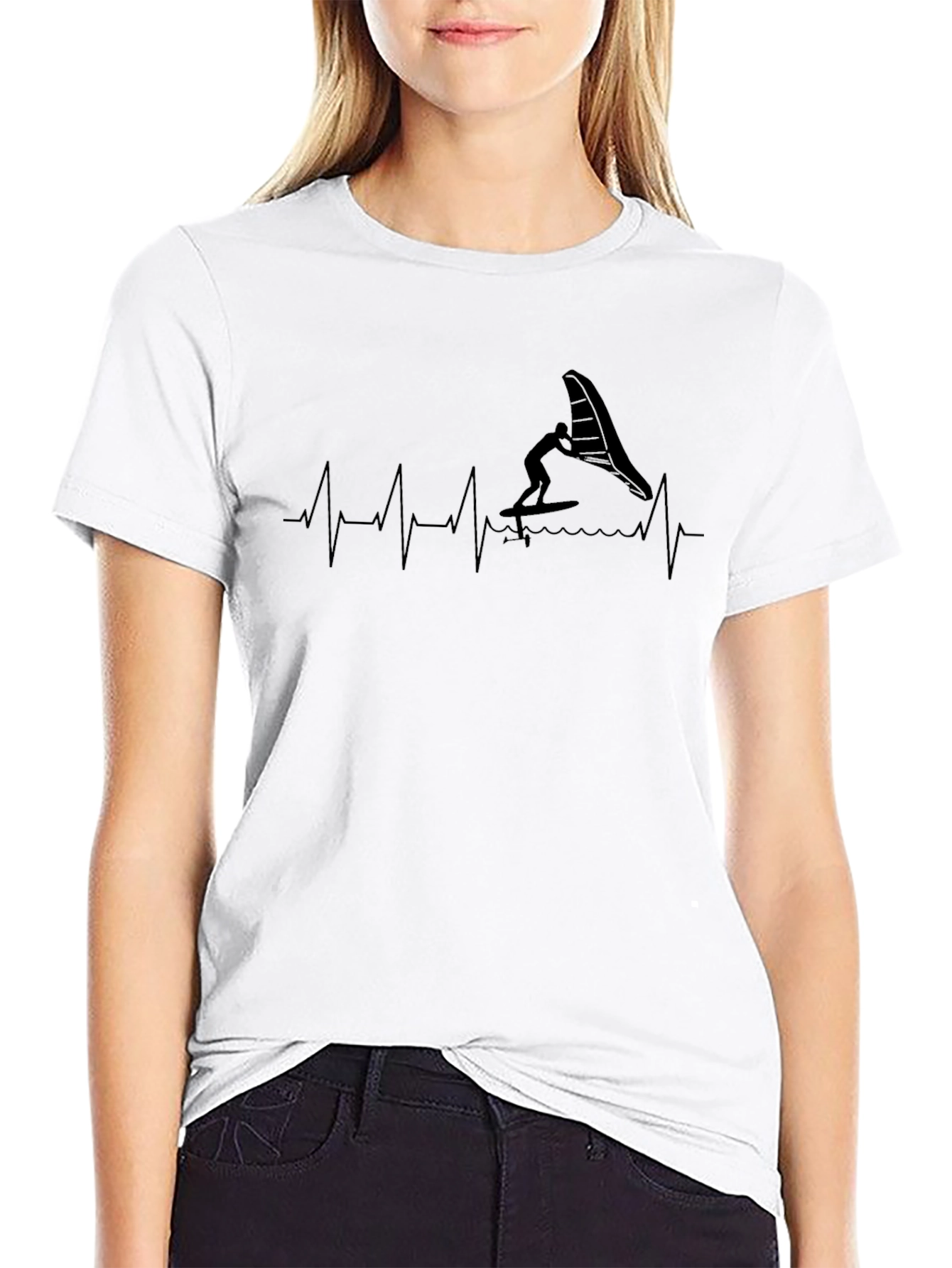 Wing Foil Heartbeat T-Shirt - Black