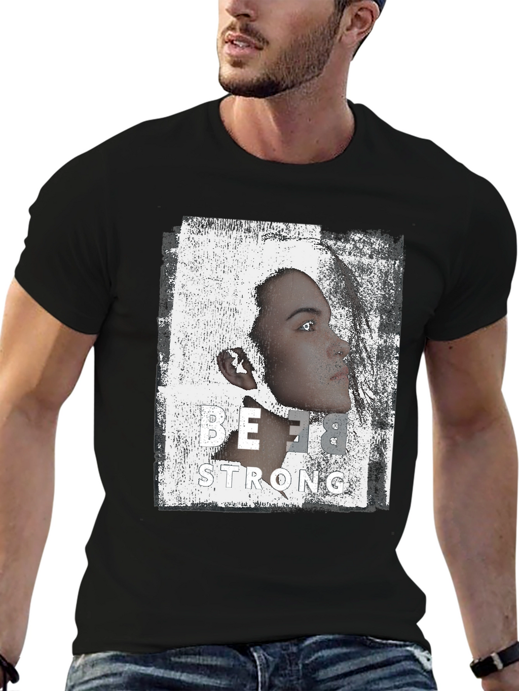 Be Strong Graphic Print Black T-Shirt