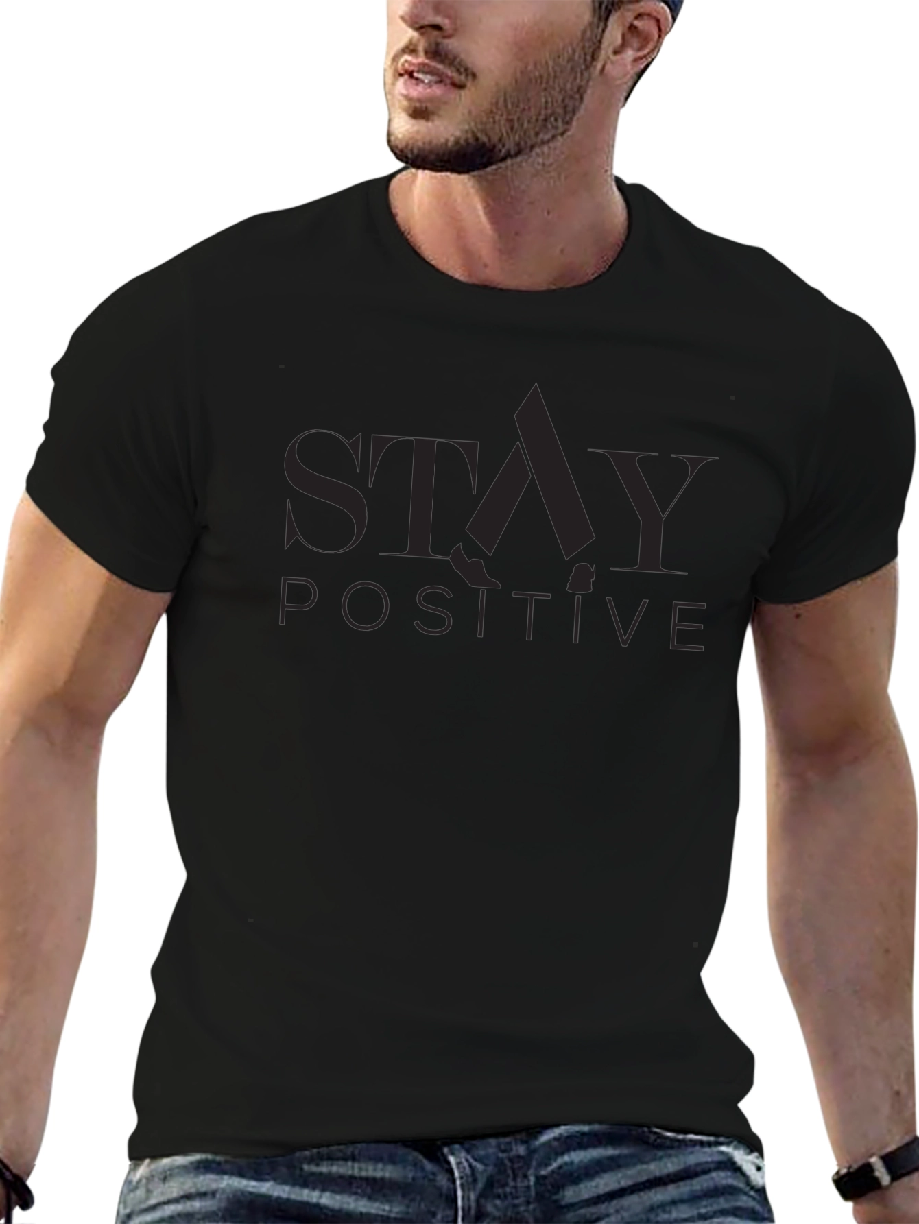 Stay Positive Graphic Tee - Black