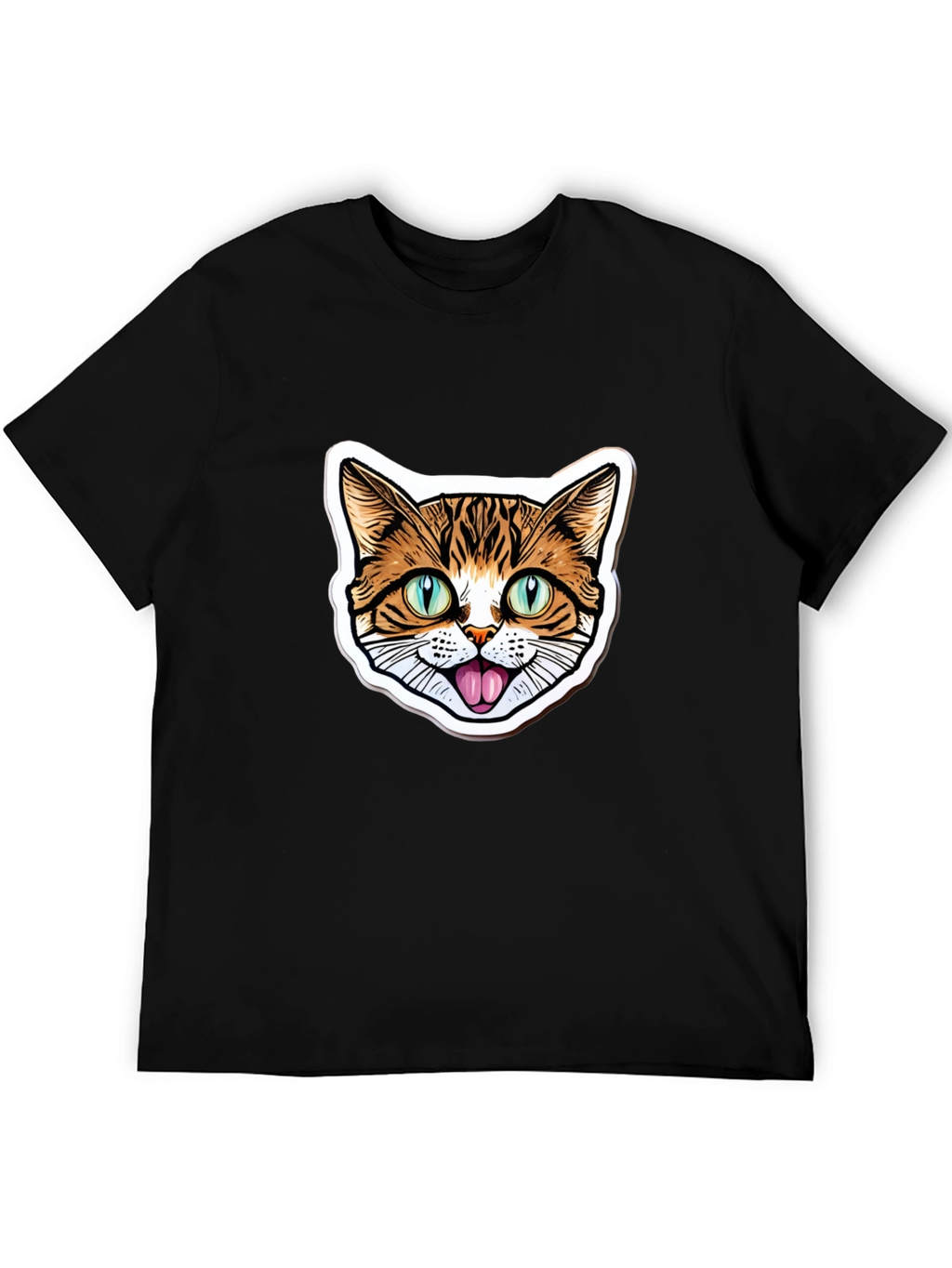 Cat Face Graphic Black T-Shirt