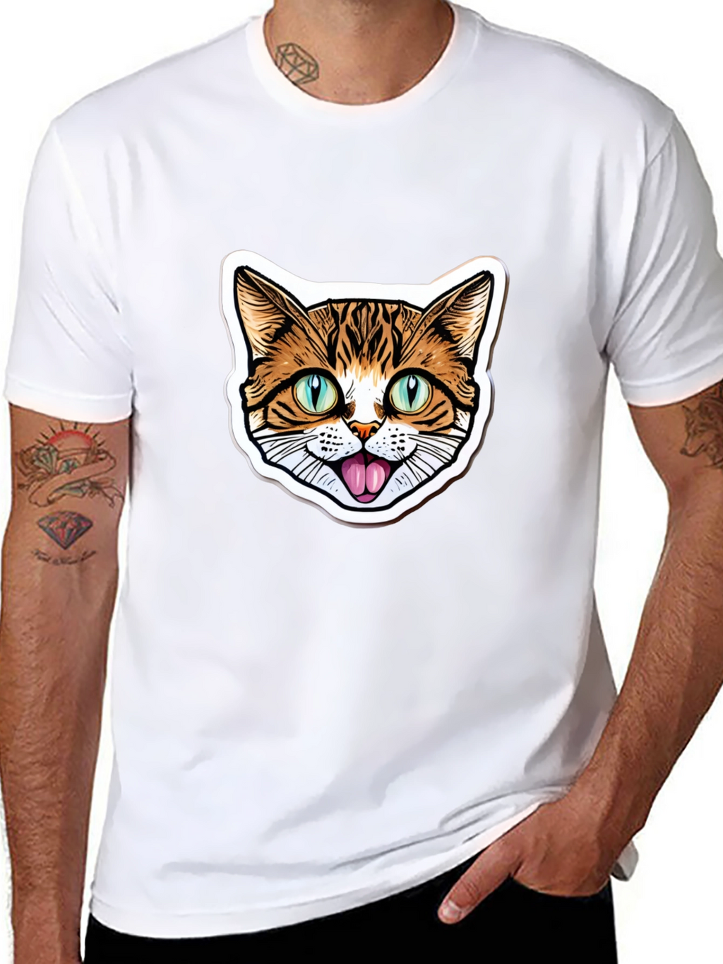 Cat Face Graphic Black T-Shirt