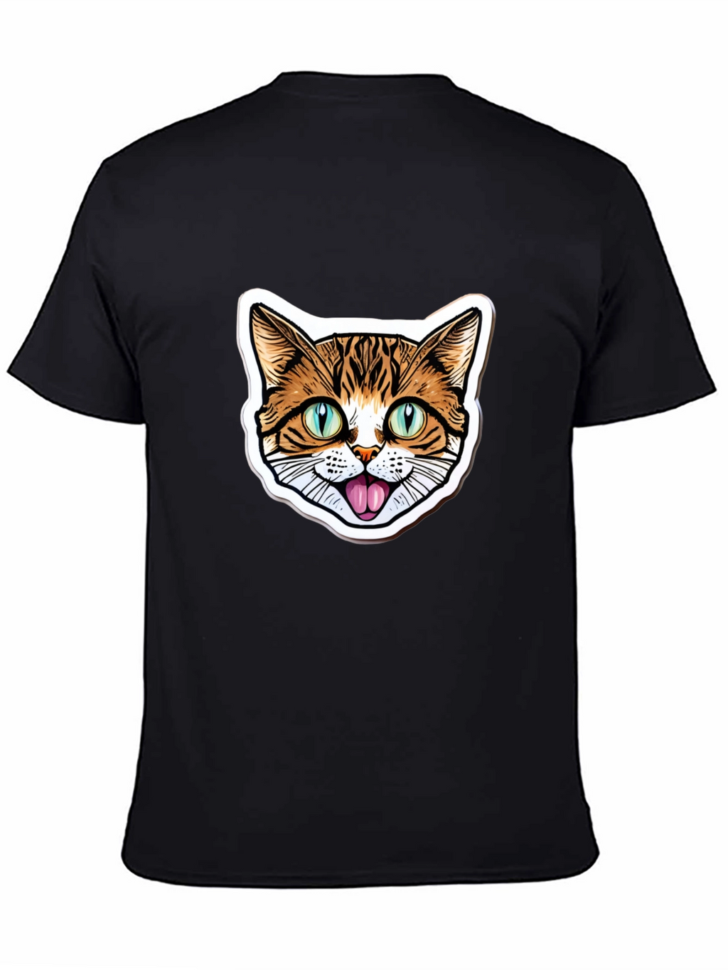 Cat Face Graphic Black T-Shirt