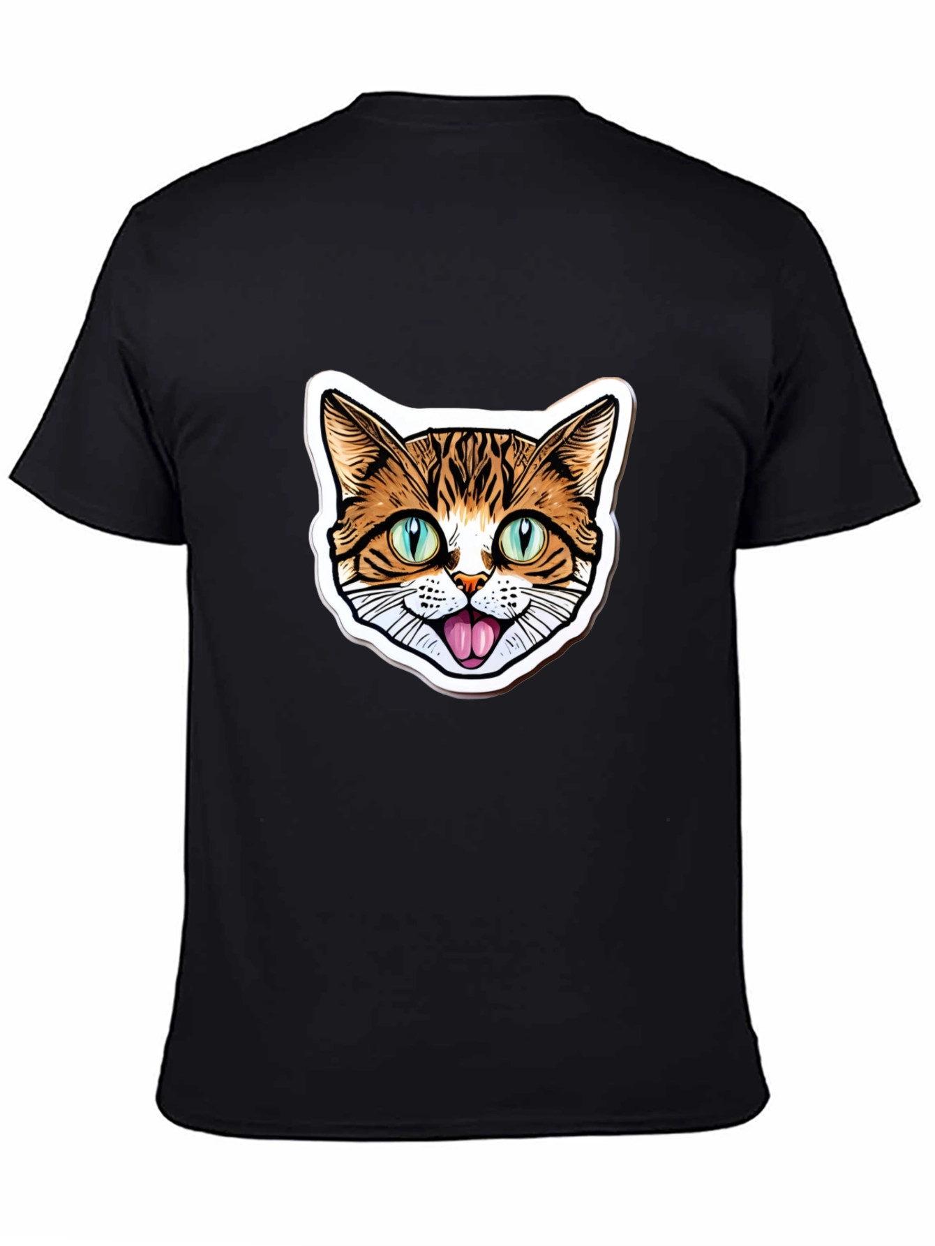 Cat Face Graphic Black T-Shirt