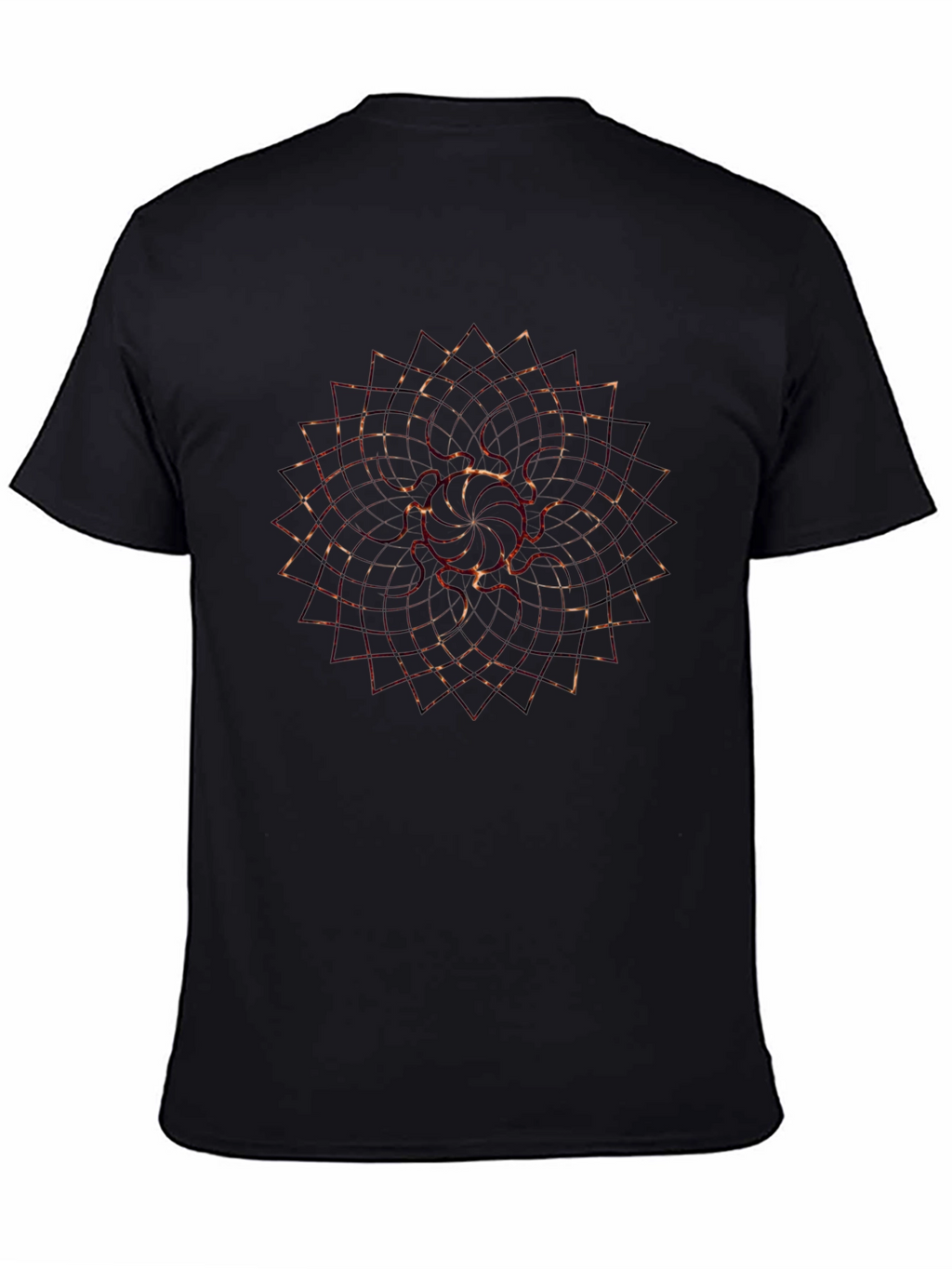 Geometric Fire Mandala Mens Black T-Shirt