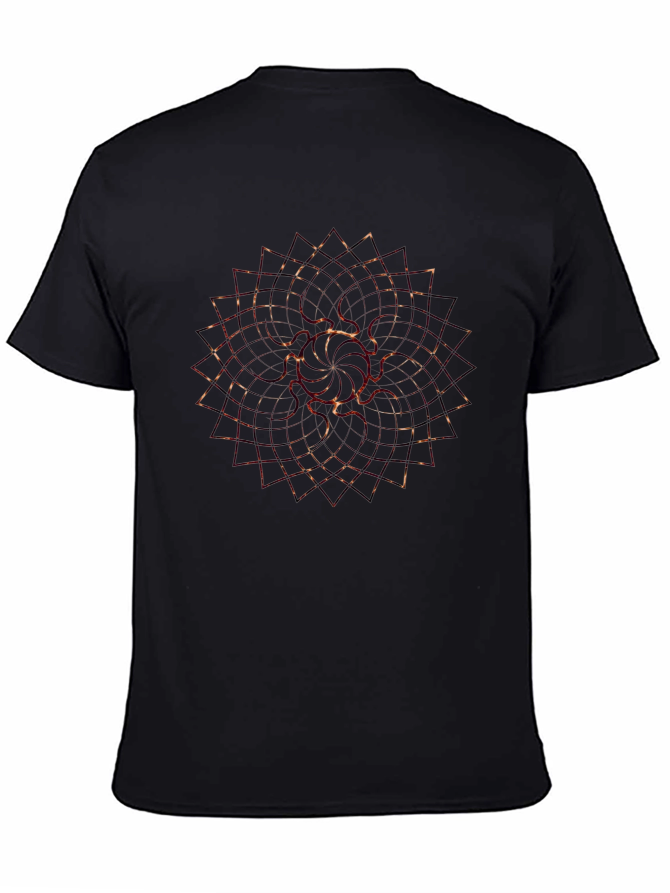 Geometric Fire Mandala Mens Black T-Shirt