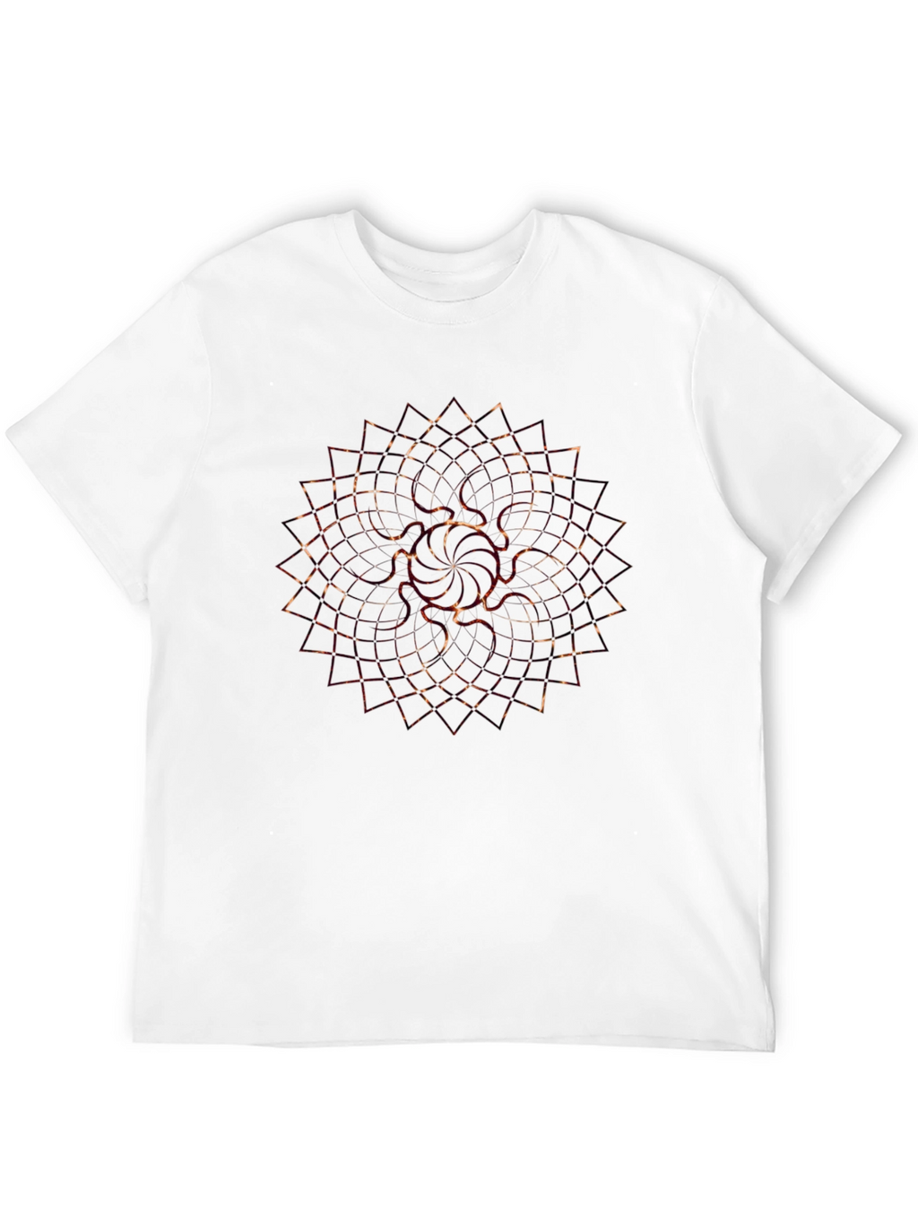 Geometric Fire Mandala Mens Black T-Shirt