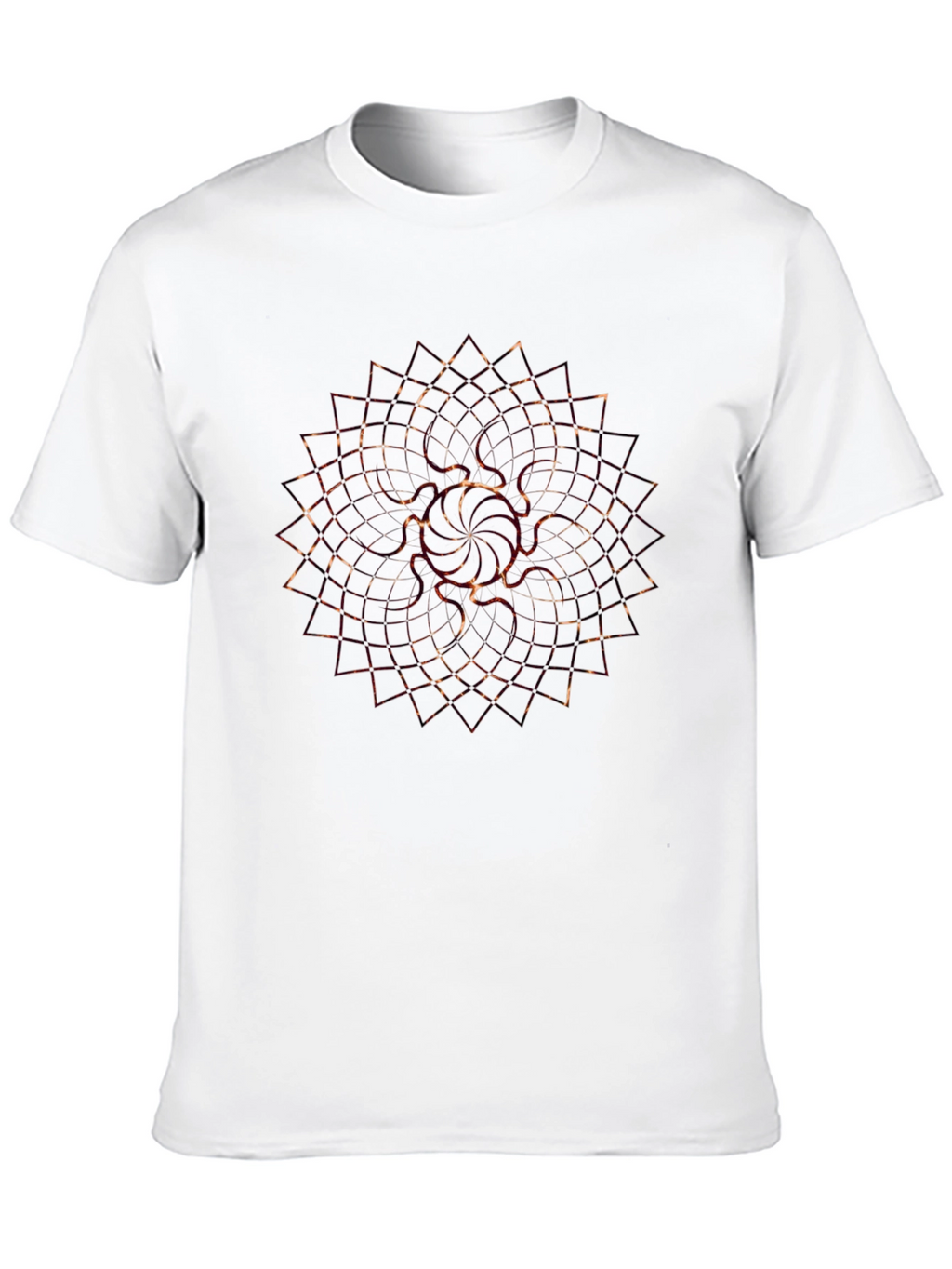 Geometric Fire Mandala Mens Black T-Shirt