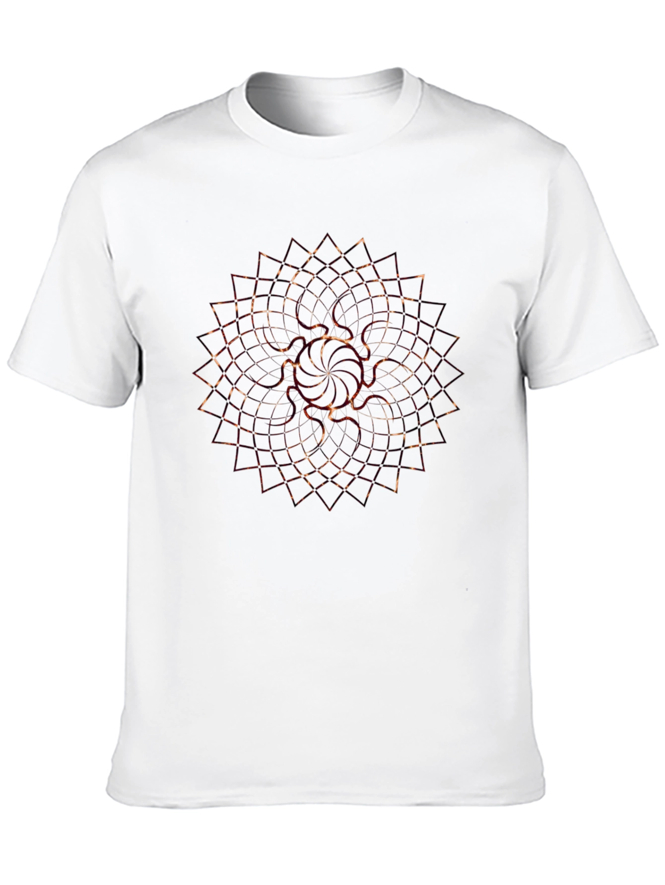 Geometric Fire Mandala Mens Black T-Shirt
