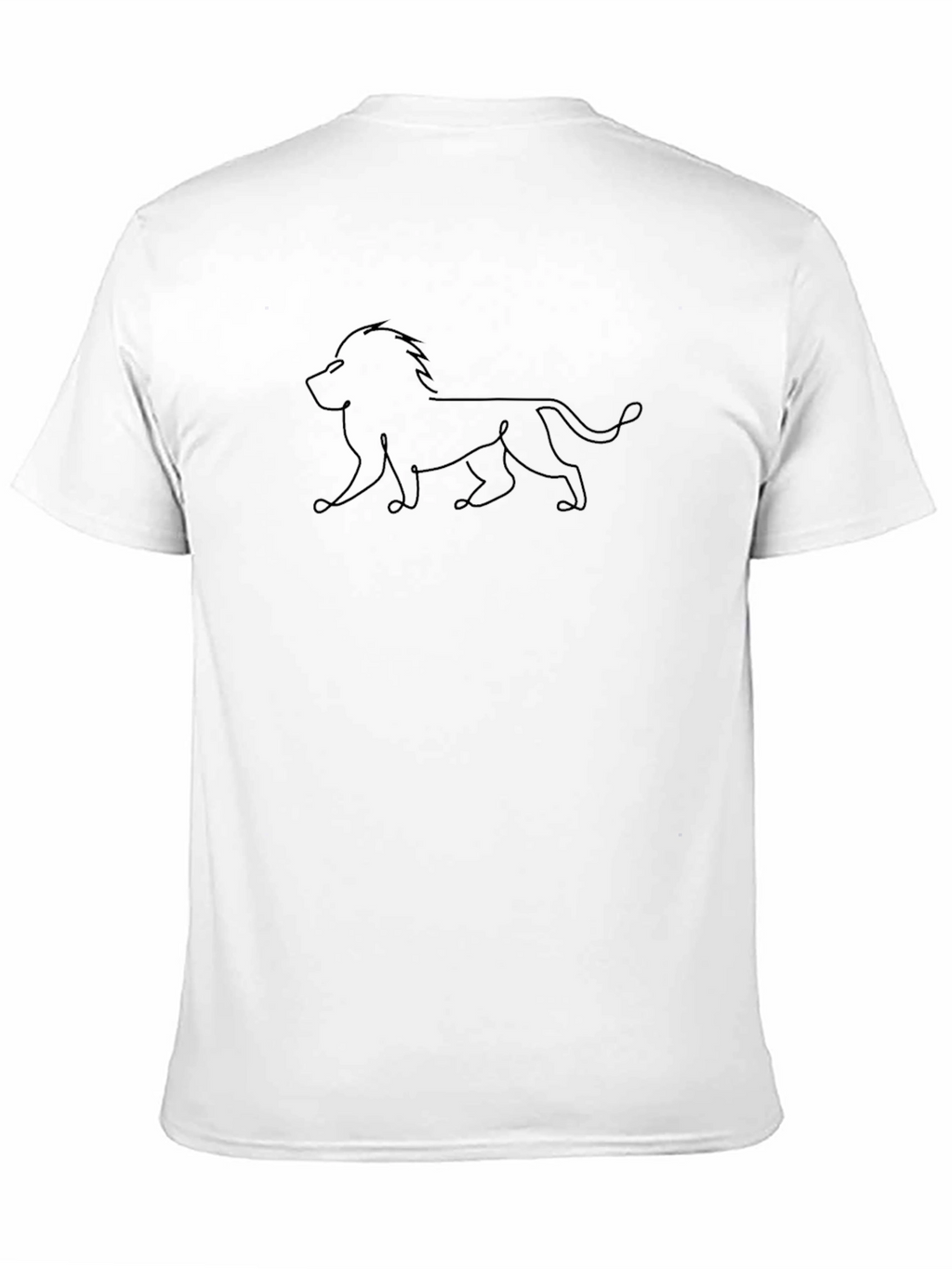 Lion One-Line Art Black T-Shirt