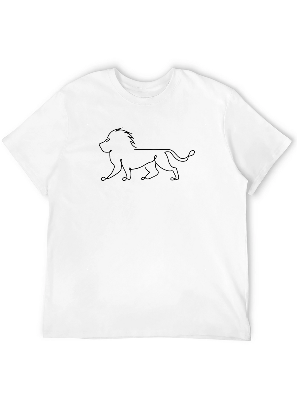 Lion One-Line Art Black T-Shirt