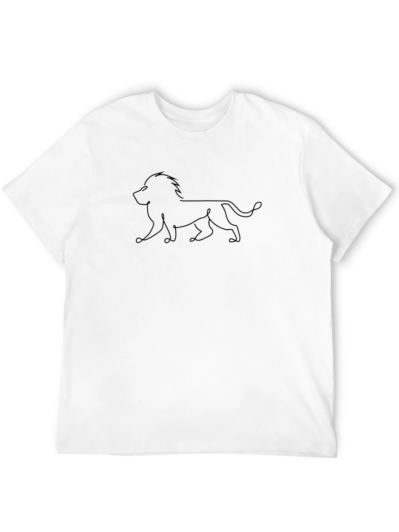 Lion One-Line Art Black T-Shirt