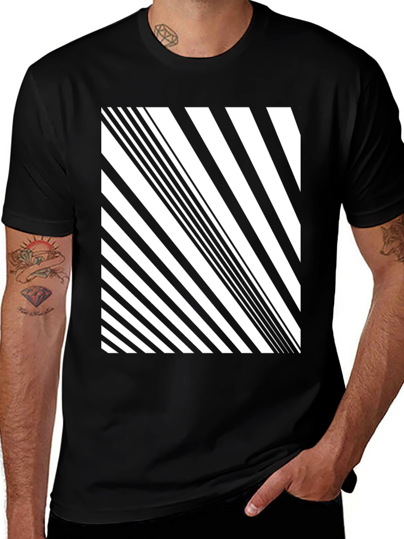Stripped Graphic Tee - Modern Pattern