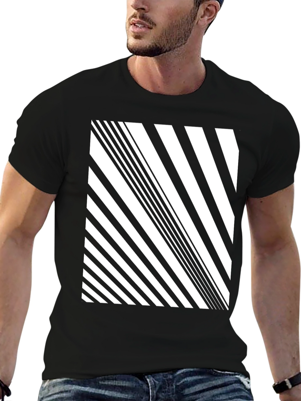 Stripped Graphic Tee - Modern Pattern