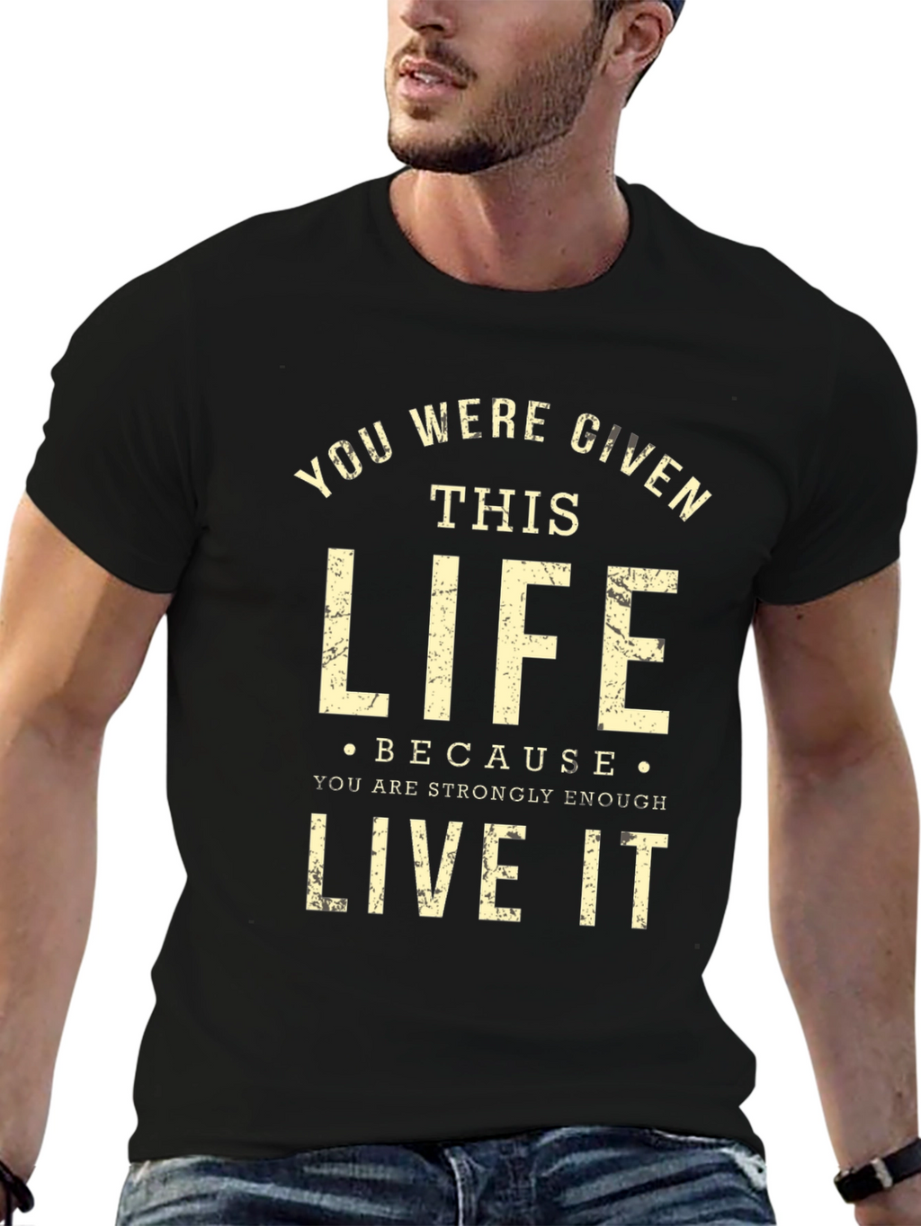 Motivational Graphic Print Black T-Shirt