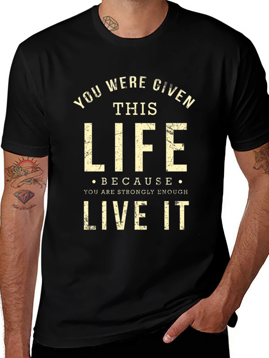 Motivational Graphic Print Black T-Shirt