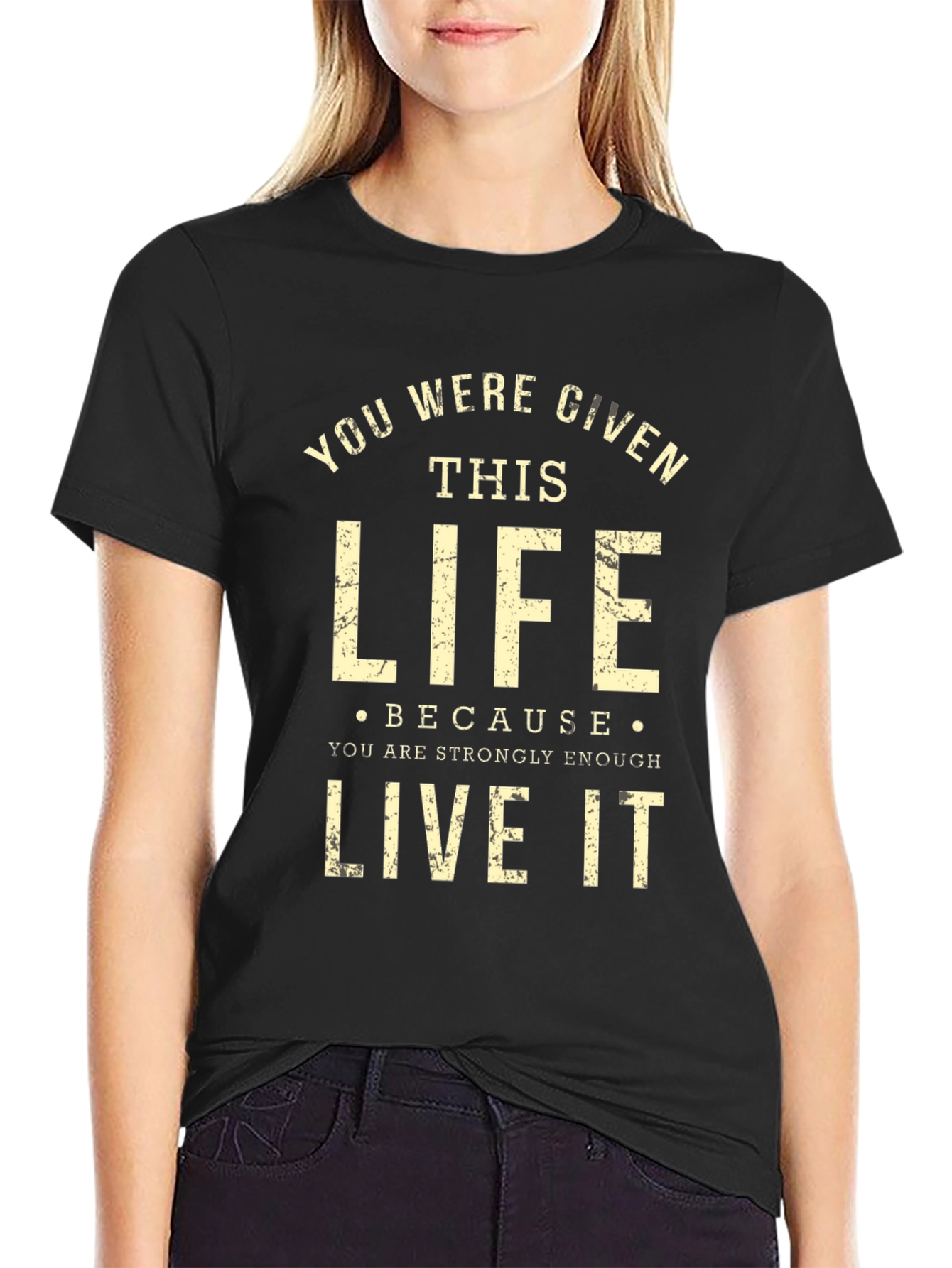 Motivational Graphic Print Black T-Shirt