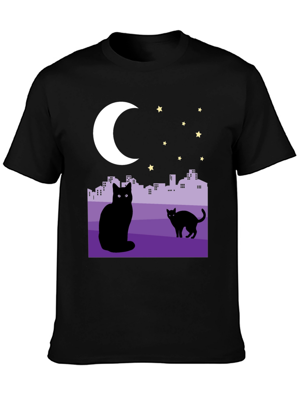 Cats Under the Moon Graphic T-Shirt