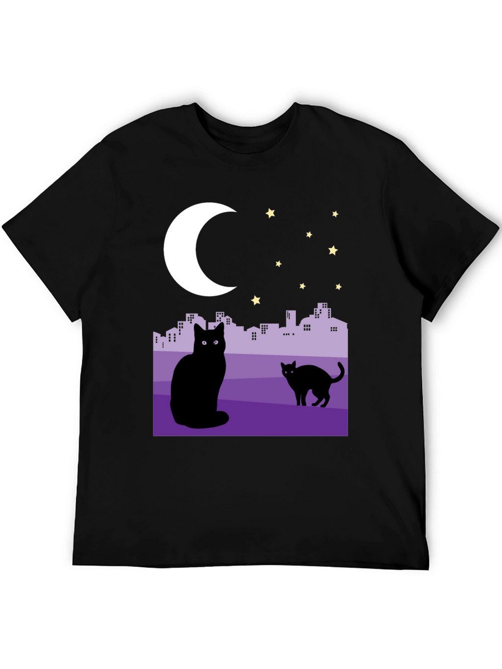 Cats Under the Moon Graphic T-Shirt