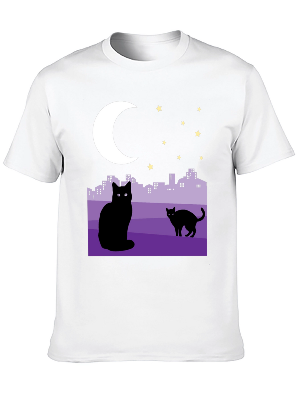 Cats Under the Moon Graphic T-Shirt