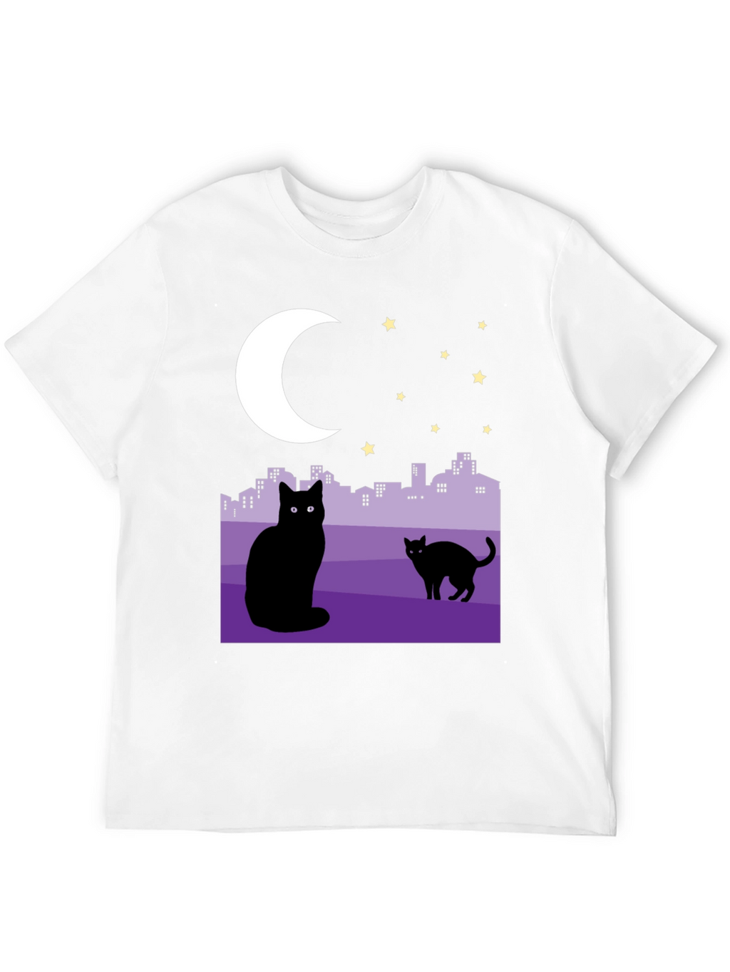 Cats Under the Moon Graphic T-Shirt