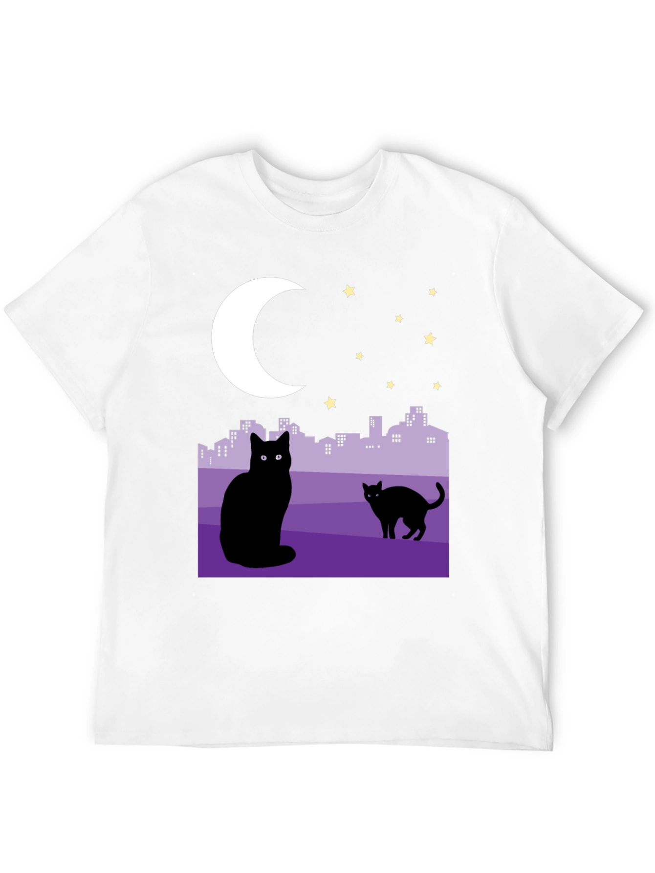 Cats Under the Moon Graphic T-Shirt