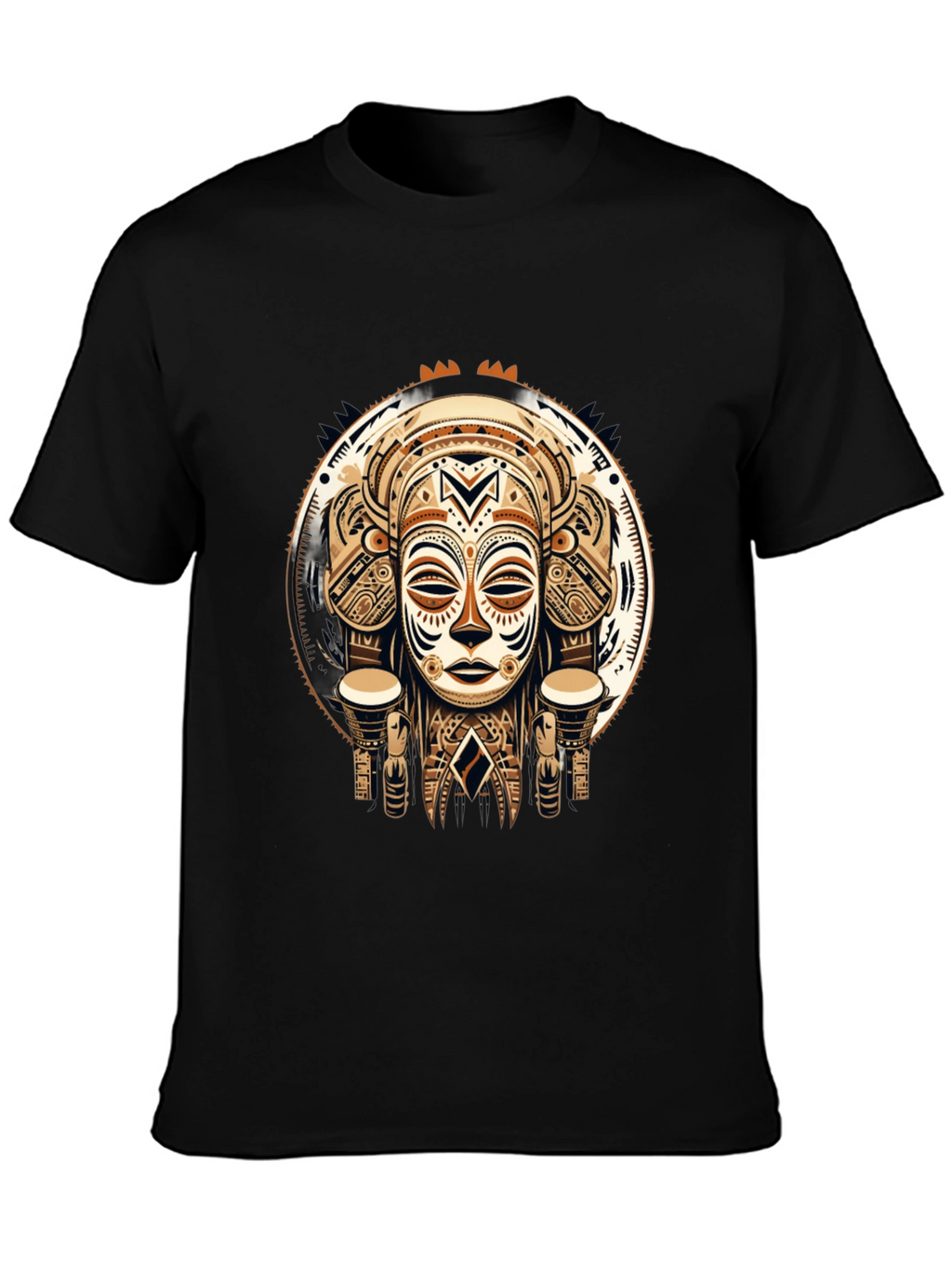 Tribal Mask Graphic Tee - Unique Design