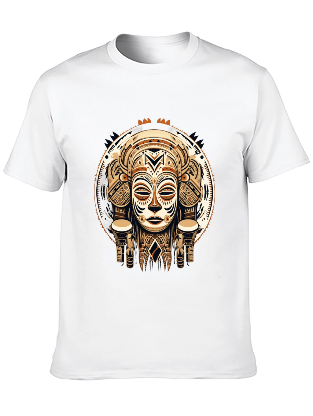 Tribal Mask Graphic Tee - Unique Design